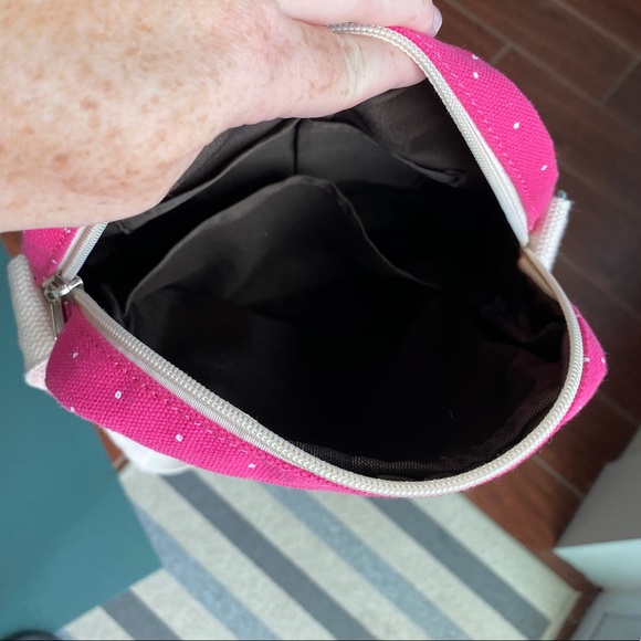 Aztec print crossbody hot pink canvas bag top zip - Picture 4 of 5